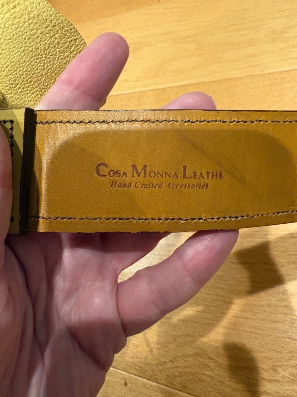 Cosa Monna Leather belt removable flower yellow M - Picture 3 of 5